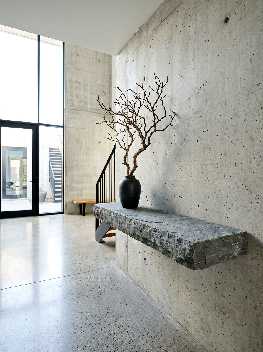 Stone Top Ledge - 30 small foyer table ideas