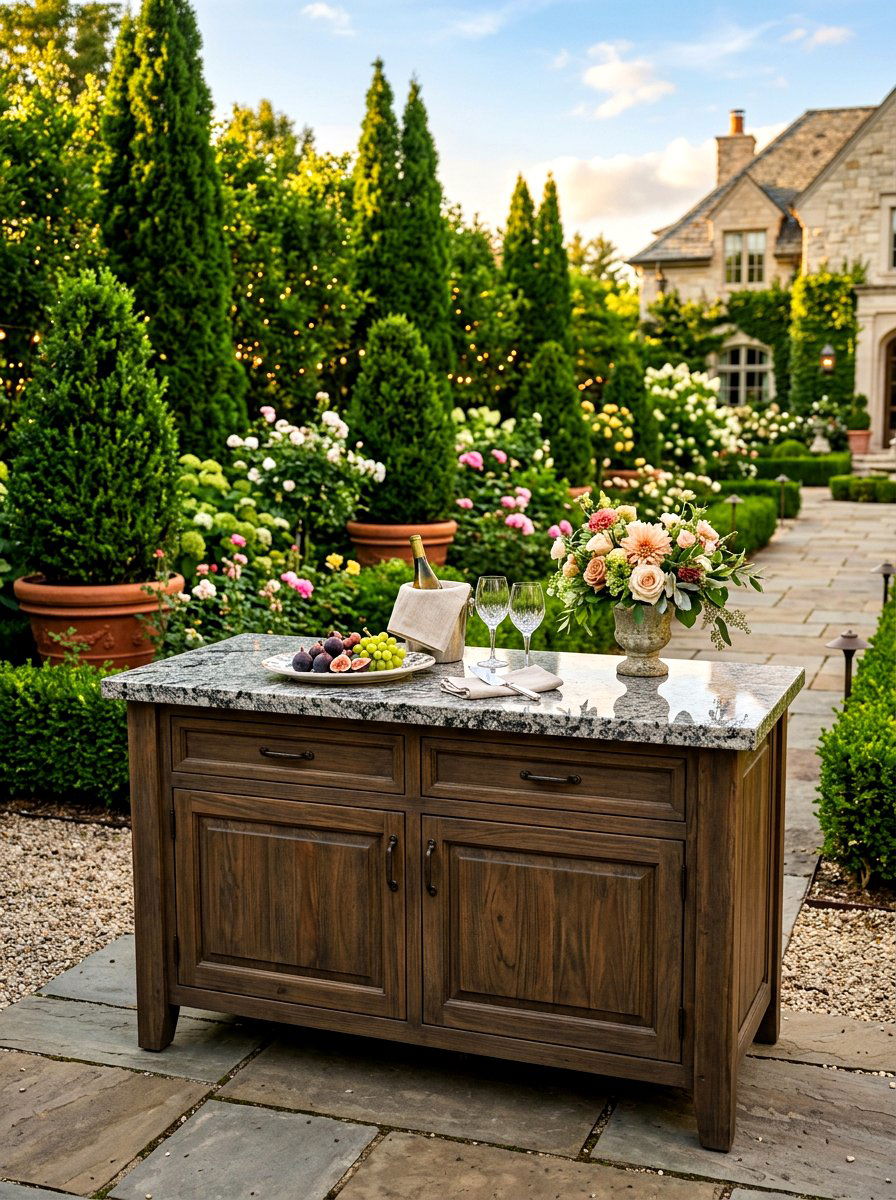 Stone Top Outdoor Buffet - 30 outdoor sideboard ideas