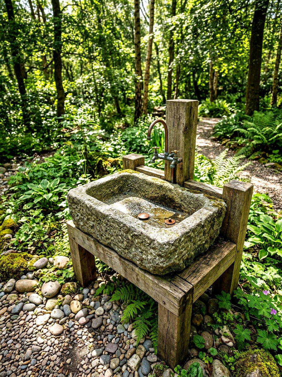Stone Trough Sink - 30 outdoor utility sink ideas