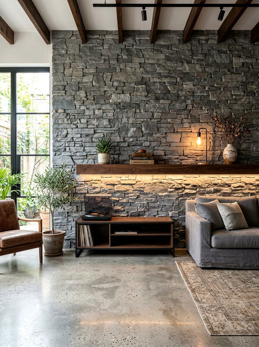 Stone Veneer Accent Wall - 30 foyer accent wall ideas