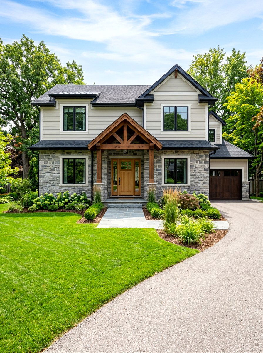 Stone Veneer Accents - 30 house facade ideas