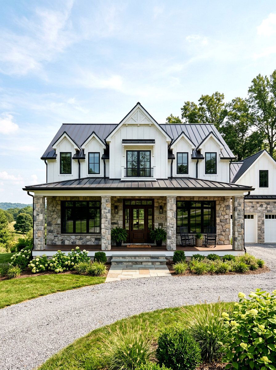 Stone Veneer Accents - 30 front facade makeover ideas