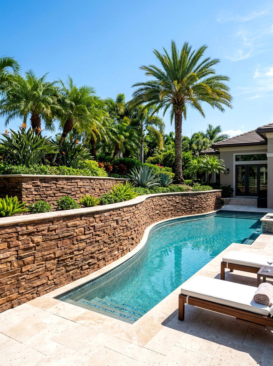Stone Veneer Retaining Wall - 30 retaining wall garden ideas