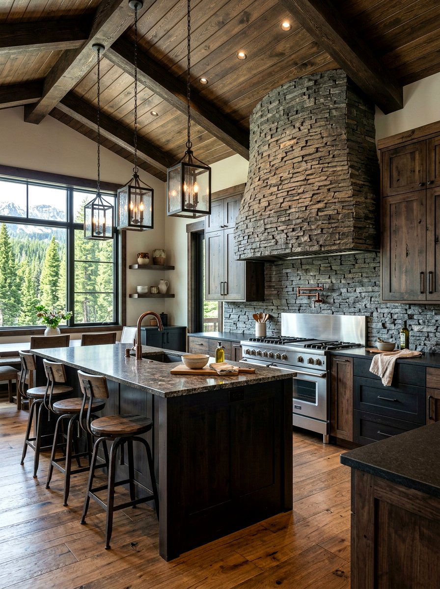 Stone Veneer Rounded Range Hood - 30 rounded kitchen hood ideas