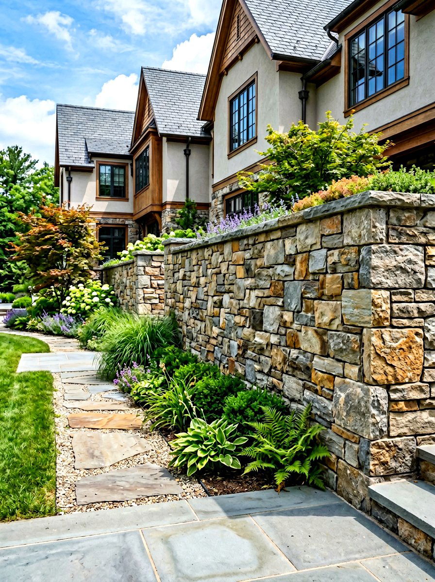 Stone Veneer Wall - 30 retaining wall ideas