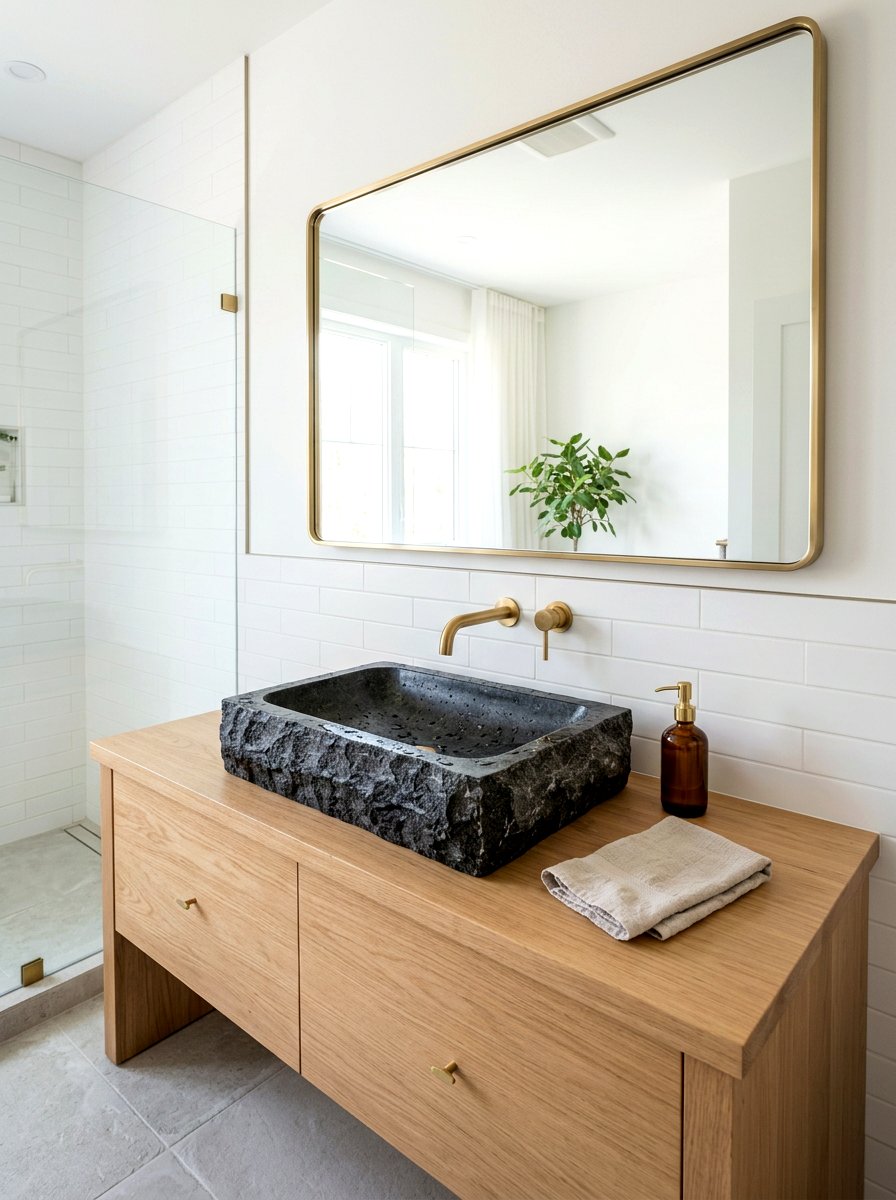 Stone Vessel Sink - 30 spa bathroom ideas