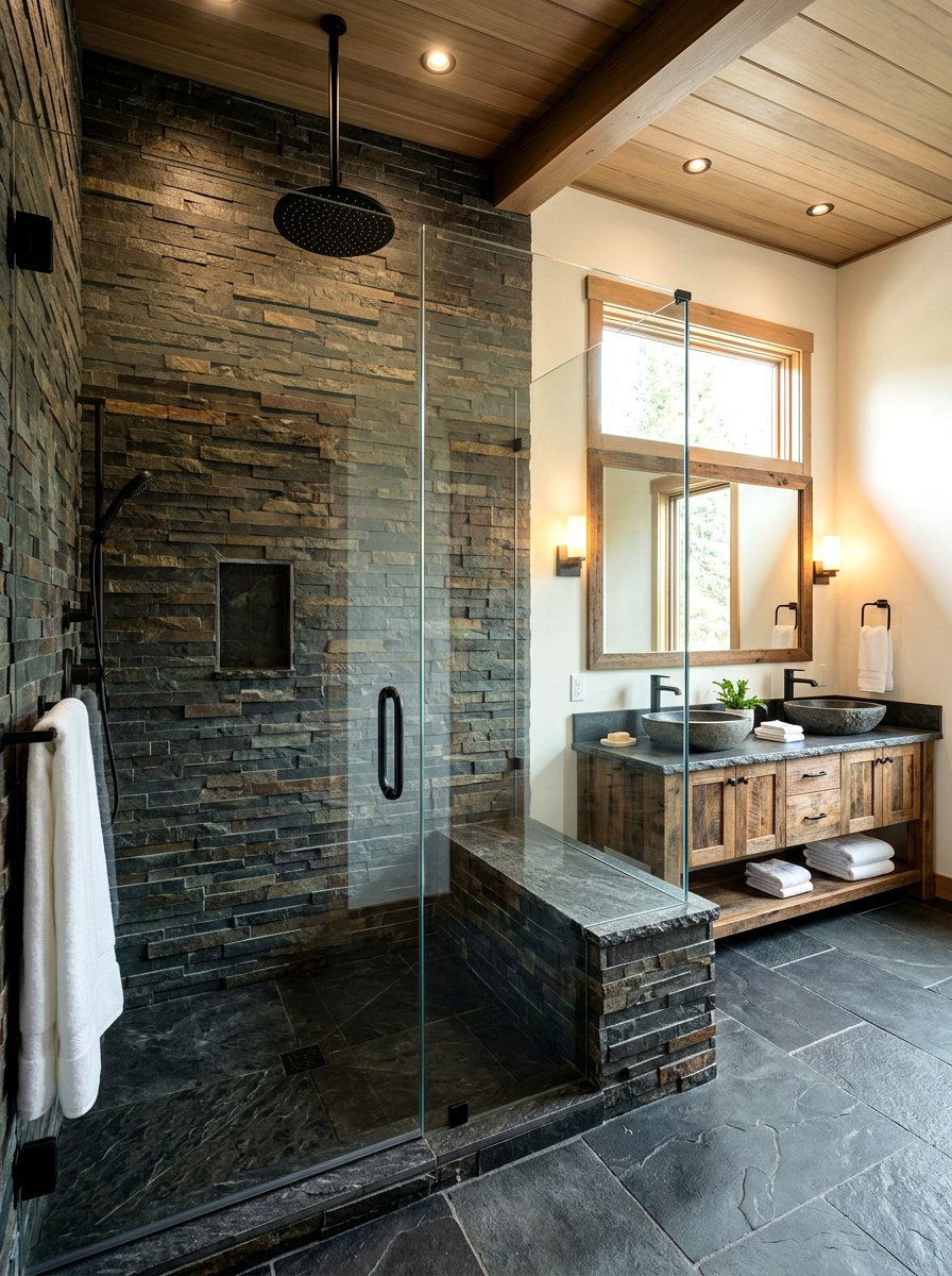 Stone Walk In Shower - 30 rustic luxury bathroom ideas