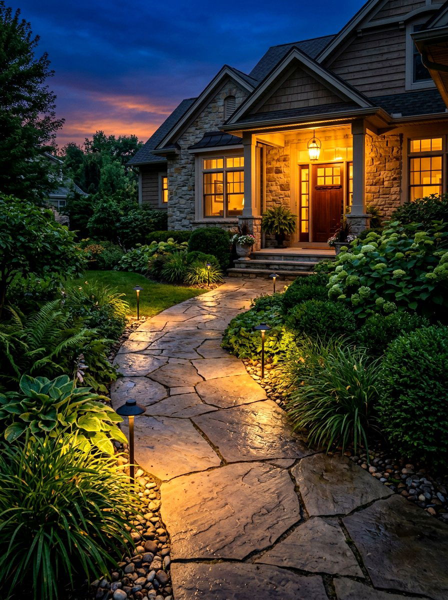 Stone Walkway Lighting - 30 front stoop styling ideas
