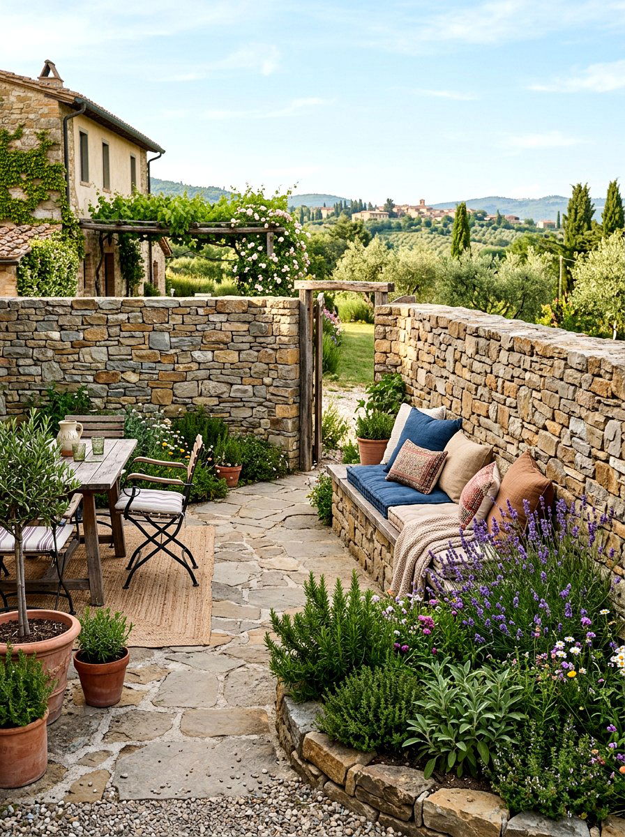 Stone Wall - 30 patio privacy ideas