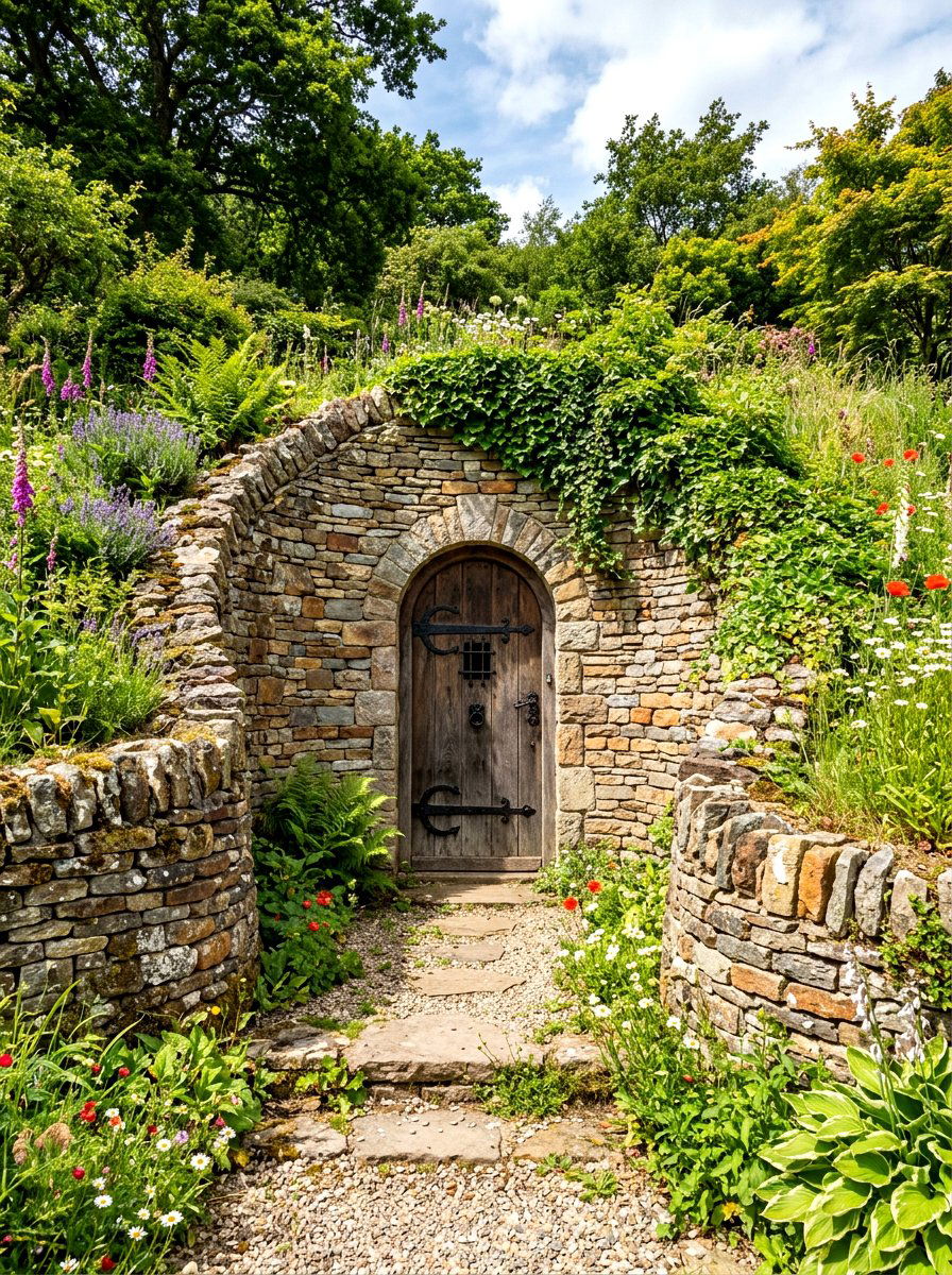 Stone Wall Alcove - 30 outdoor changing room ideas