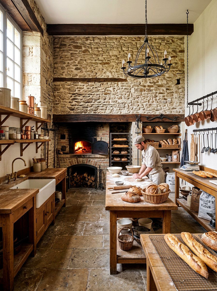 Stone Wall Bakery Kitchen - 30 vintage bakery kitchen ideas
