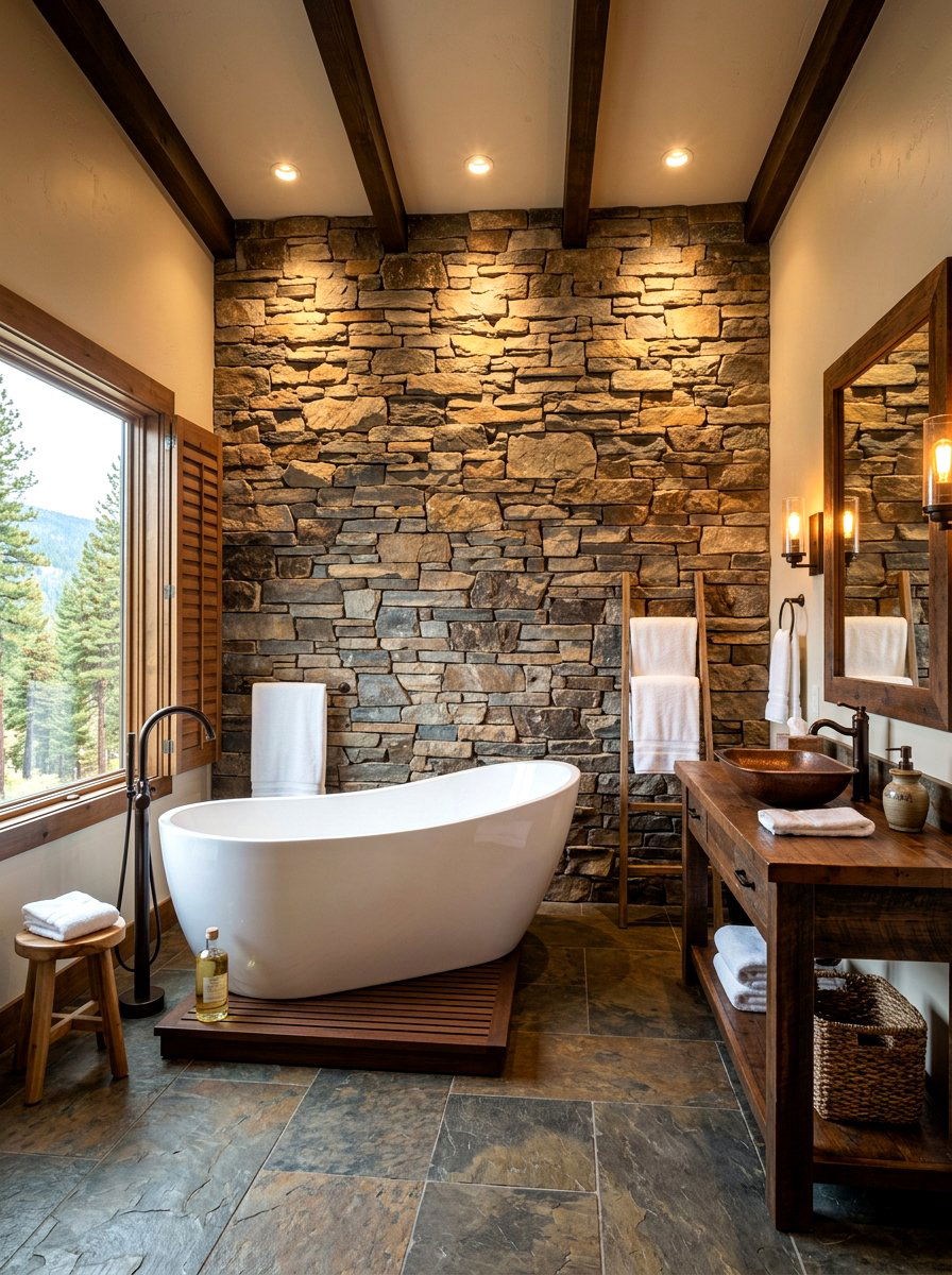 Stone Wall Bathroom - 30 cocoon bath ideas