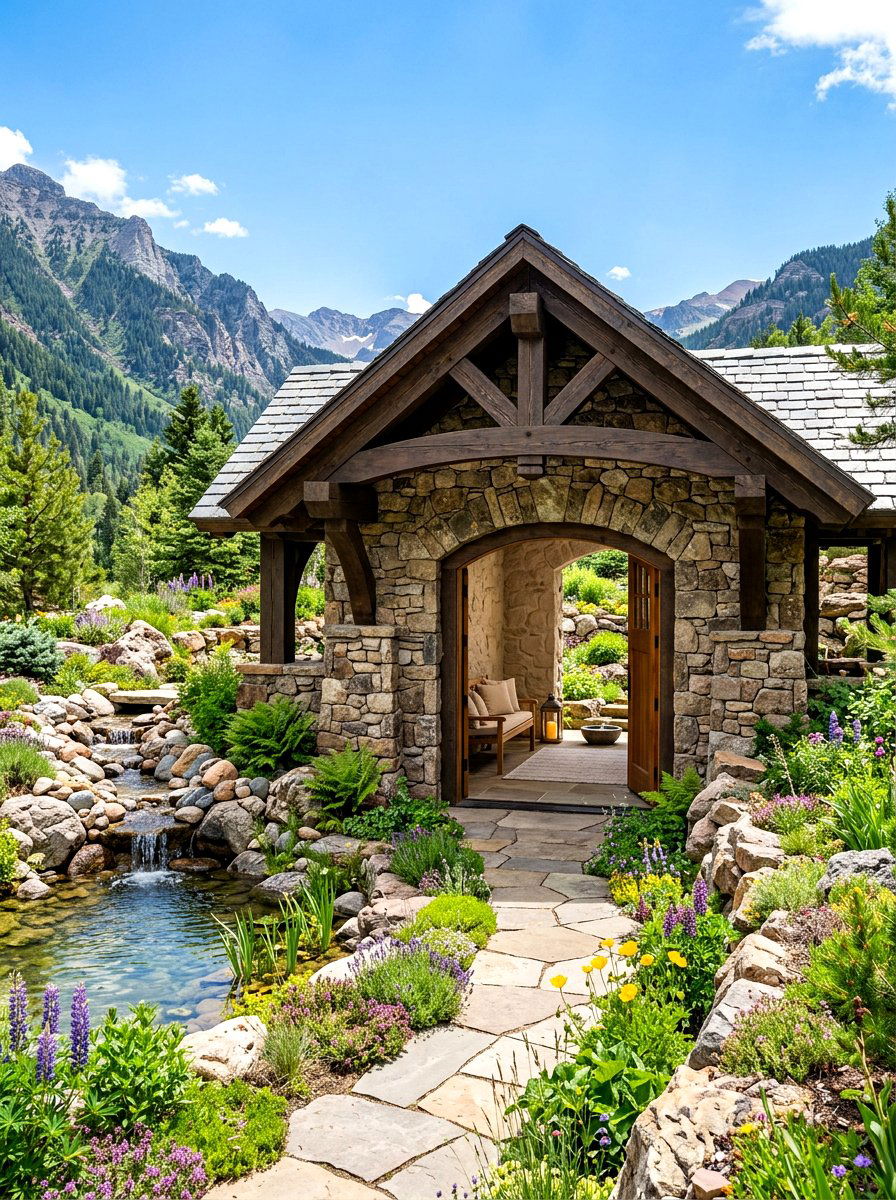 Stone Wall Garden Sanctuary - 30 outdoor garden room ideas
