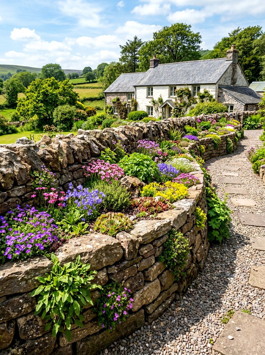 Stone Wall Garden - 30 front yard privacy ideas