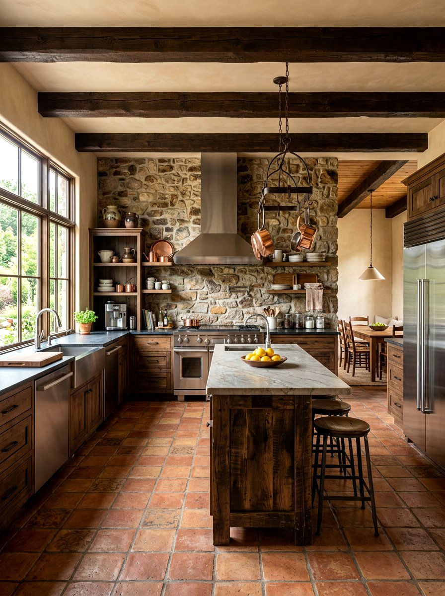 Stone Wall Interior Detail - 30 Spanish style kitchen ideas