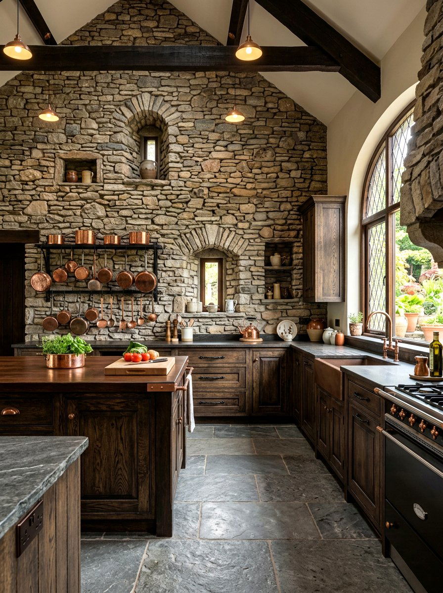 Stone Wall Kitchen - 30 rustic kitchen ideas