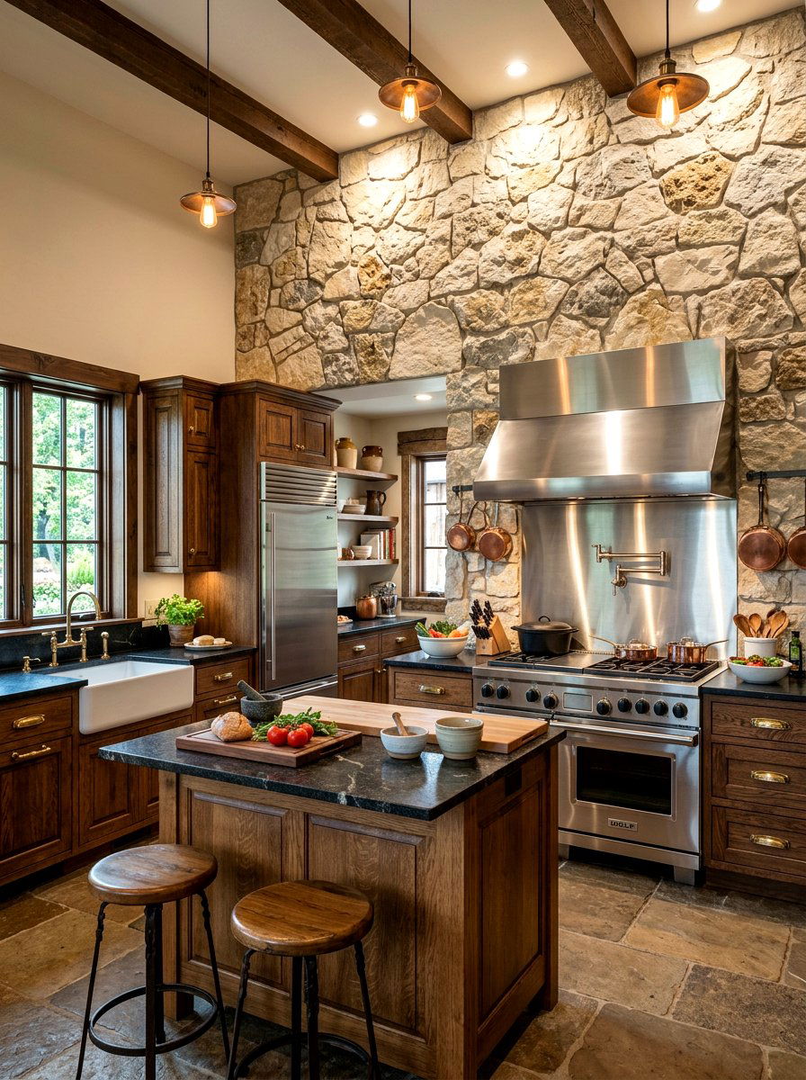 Stone Wall Kitchen - 30 old world kitchen ideas