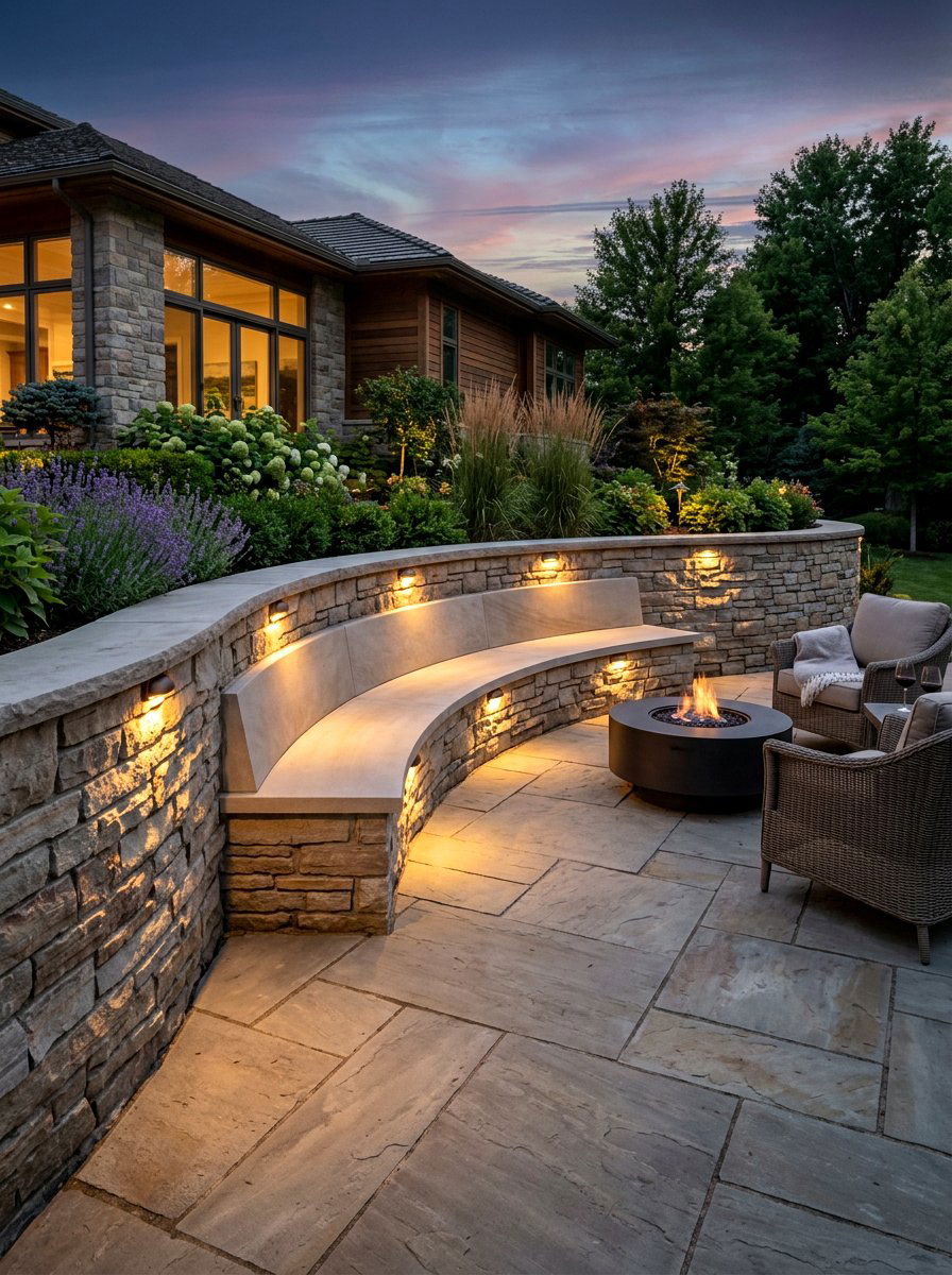 Stone Wall Lights - 30 no harsh light patio ideas