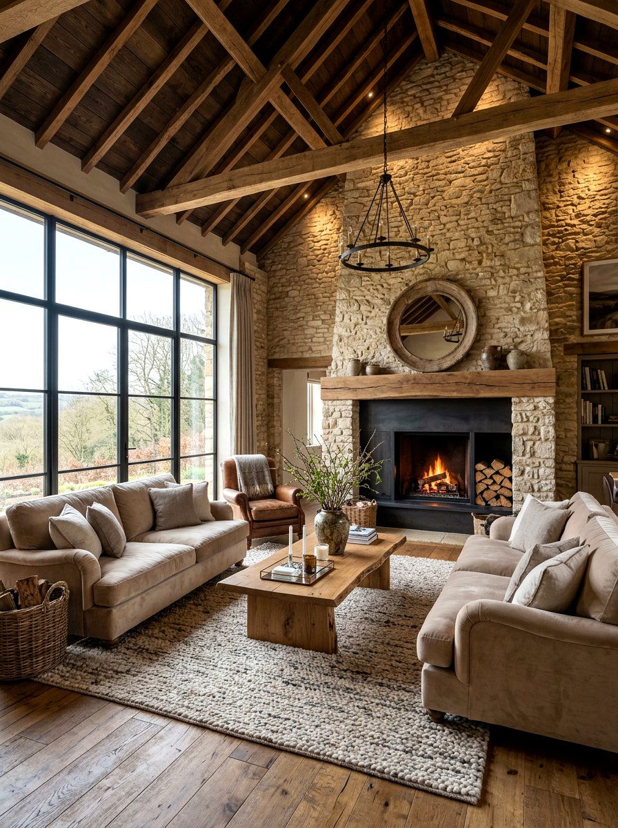 Stone Wall Living Room - 30 European villa living room ideas