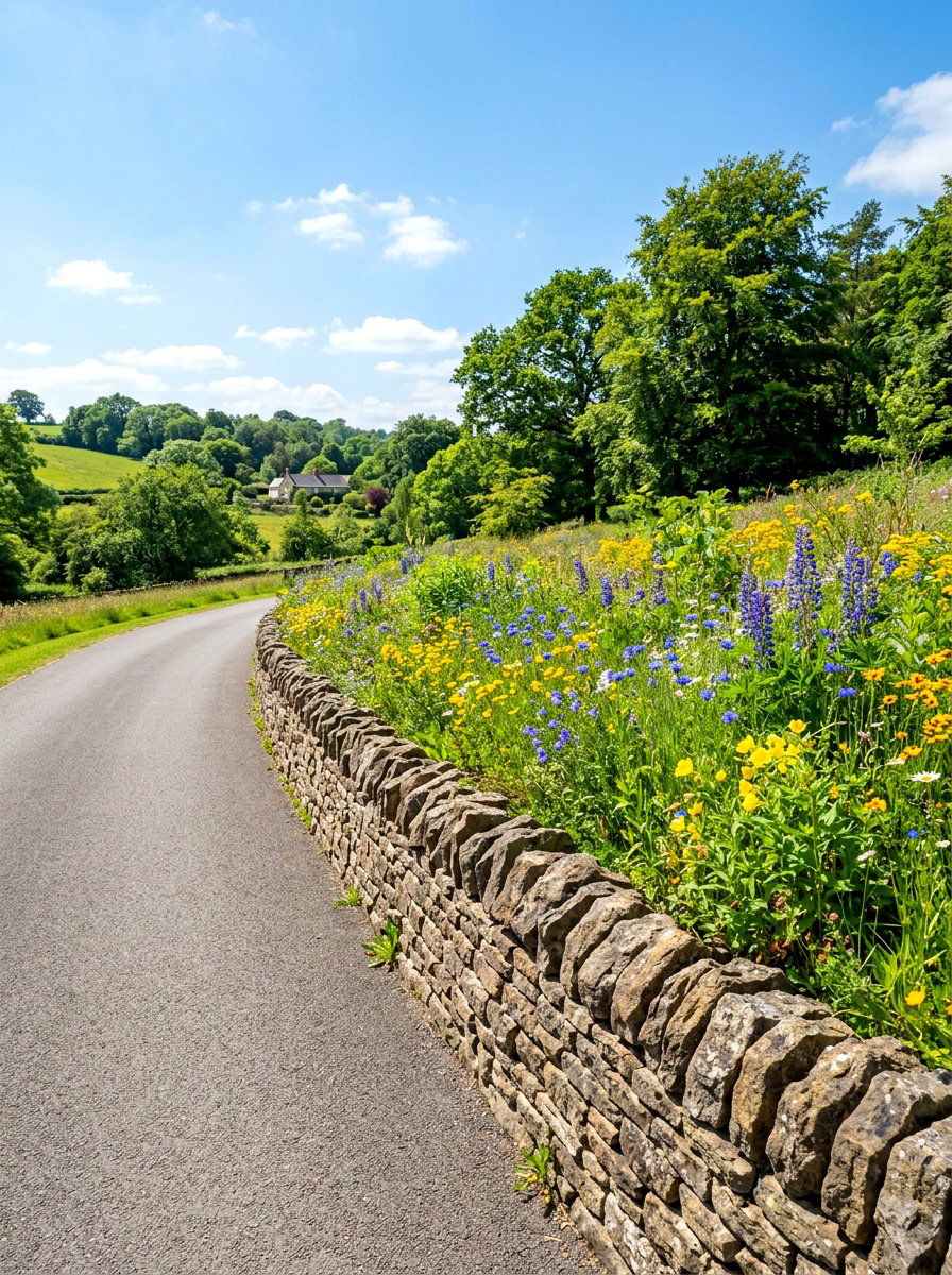 Stone Wall Meadow Garden - 30 meadow front yard ideas