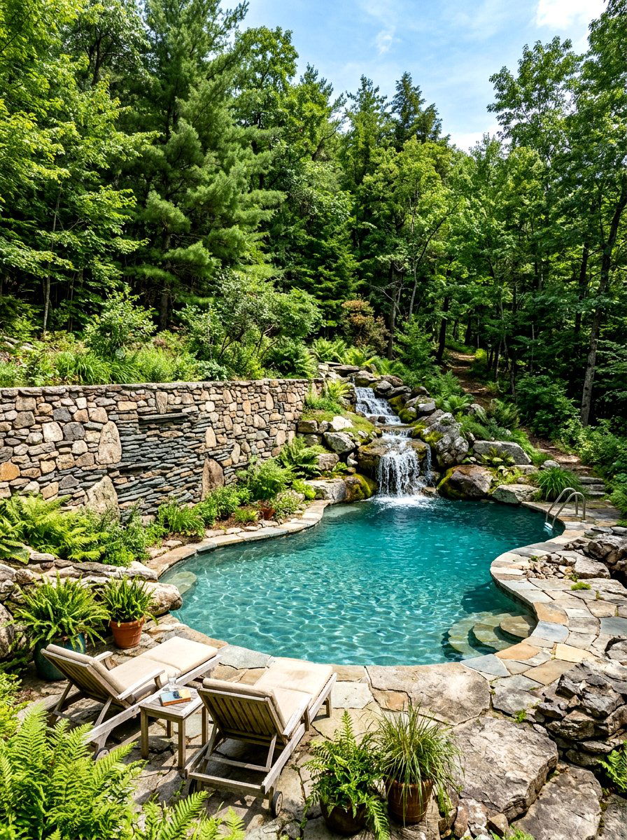 Stone Wall Pool Fence - 30 pool fence ideas
