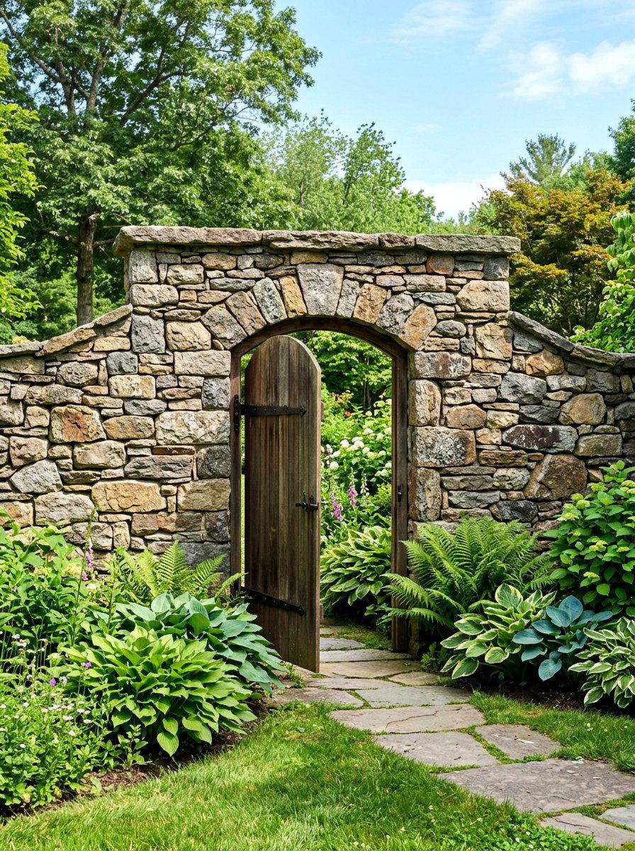 Stone Wall - 30 backyard privacy ideas