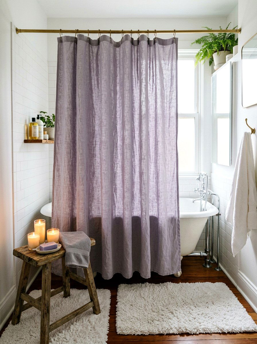 Stone Washed Linen Shower Curtain - 30 linen shower curtain ideas