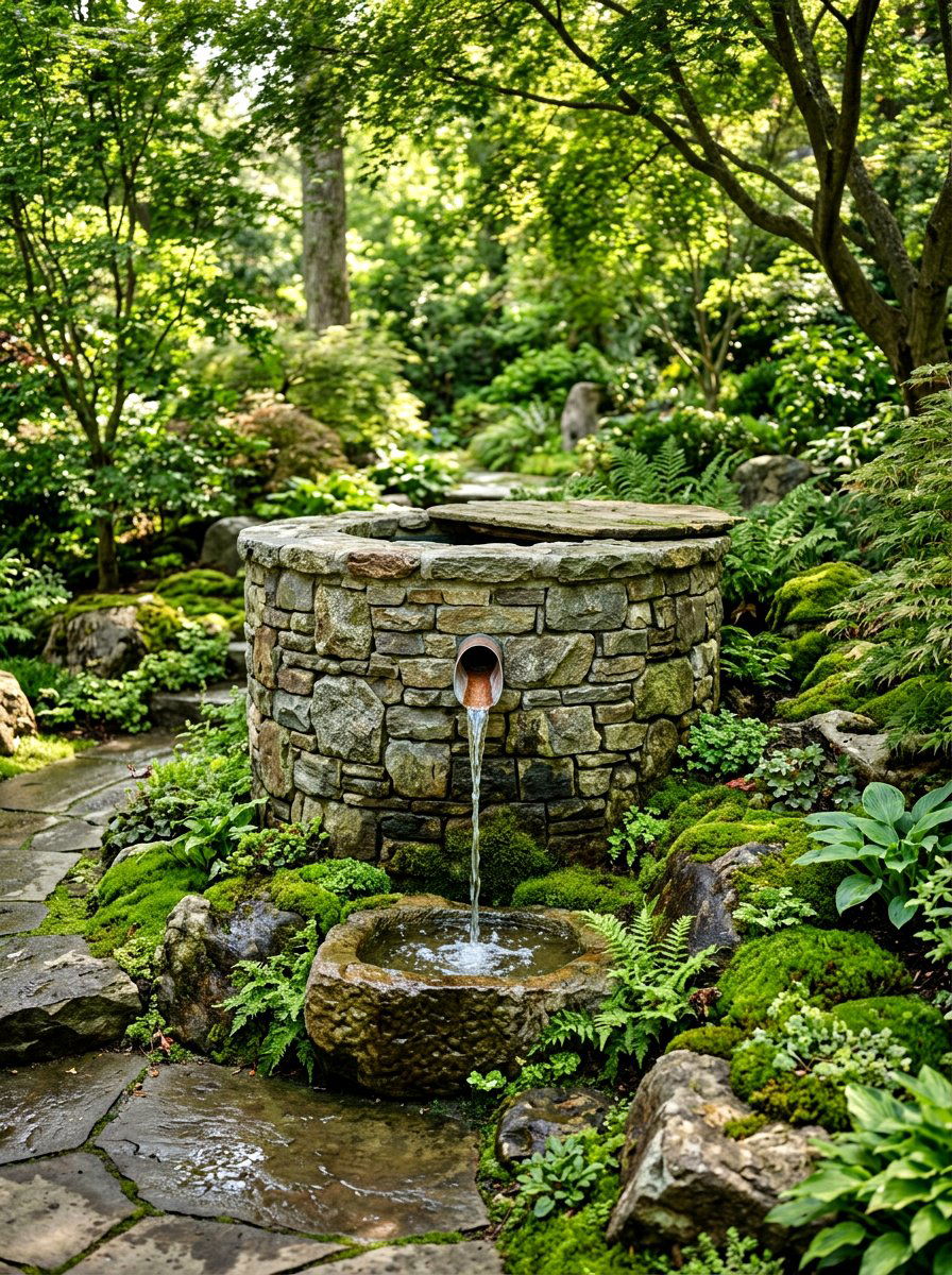 Stone Water Reservoir - 30 rainwater collection ideas