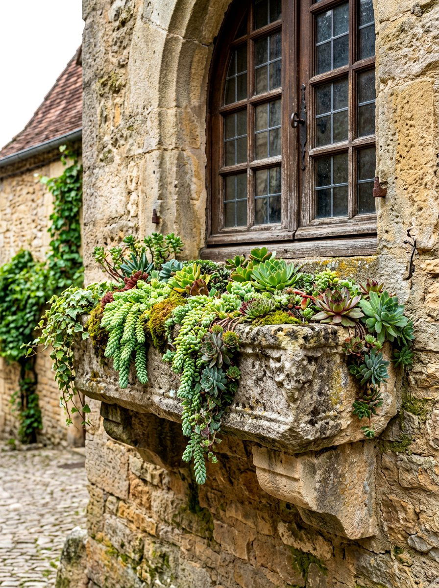 Stone Window Box - 30 cottage window box ideas