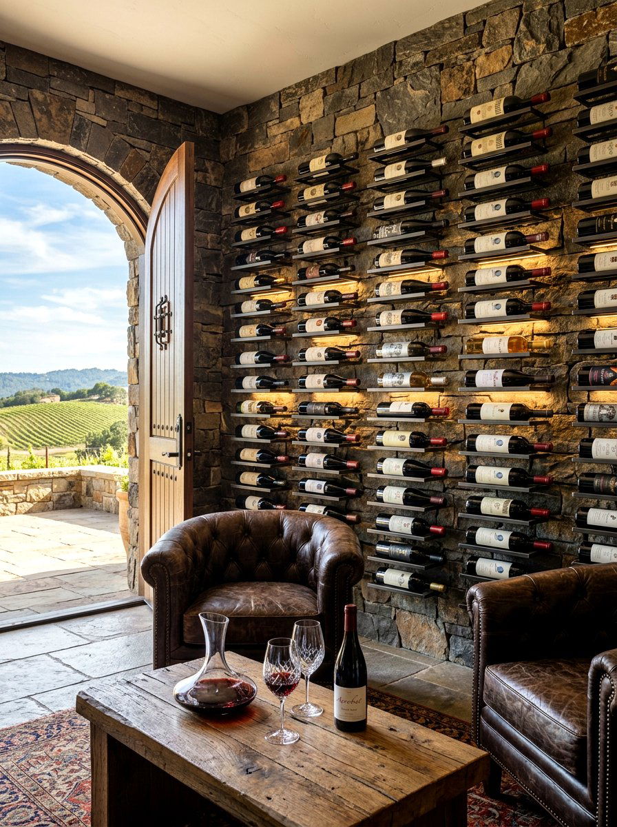 Stone Wine Cellar Wall - 30 wine wall display ideas