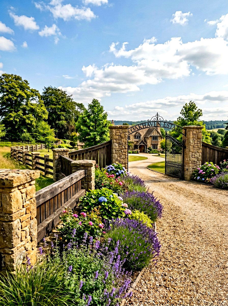 Stone and Wood Fence - 30 rustic fence ideas