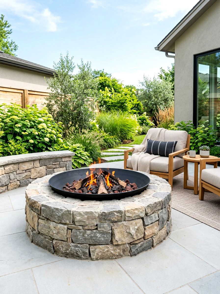 Stone and metal fire pit - 30 diy style fire pit ideas