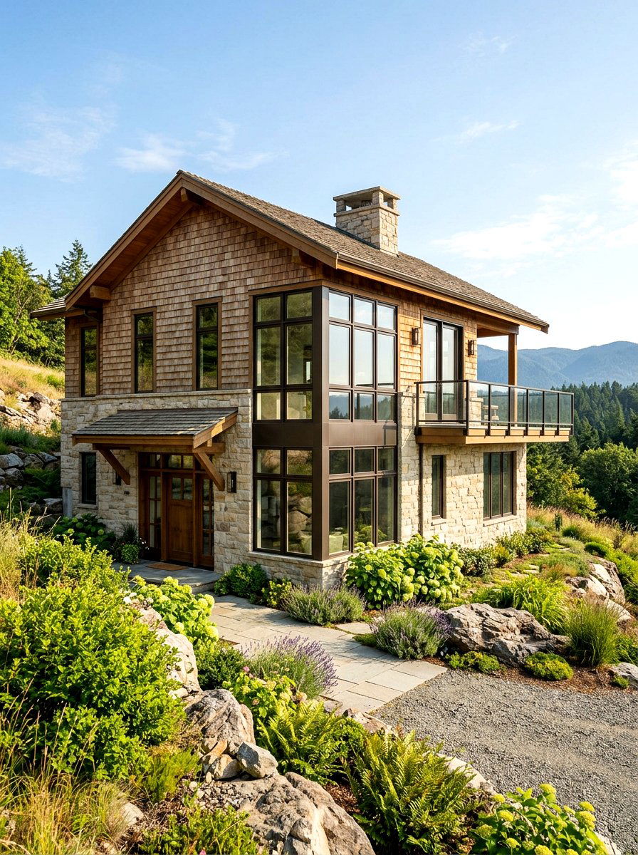 Stone and wood house exterior - 30 two story house exterior ideas