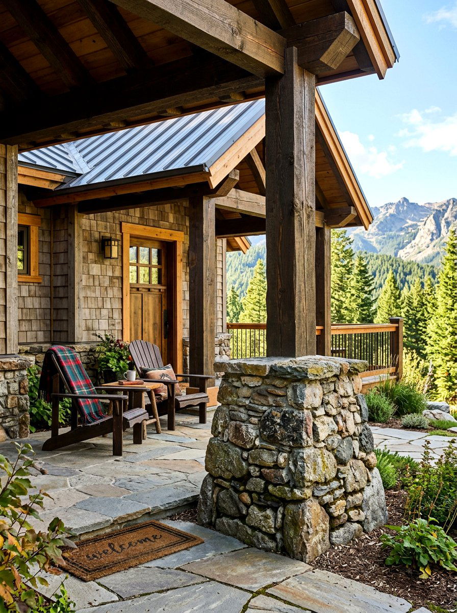 Stone base porch column - 30 porch column ideas