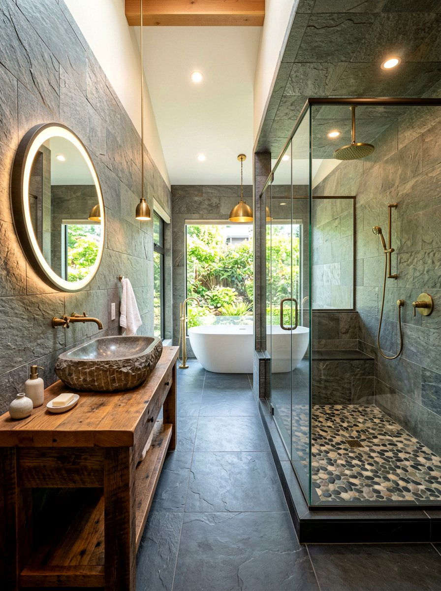 Stone bathroom design - 30 slow living home ideas