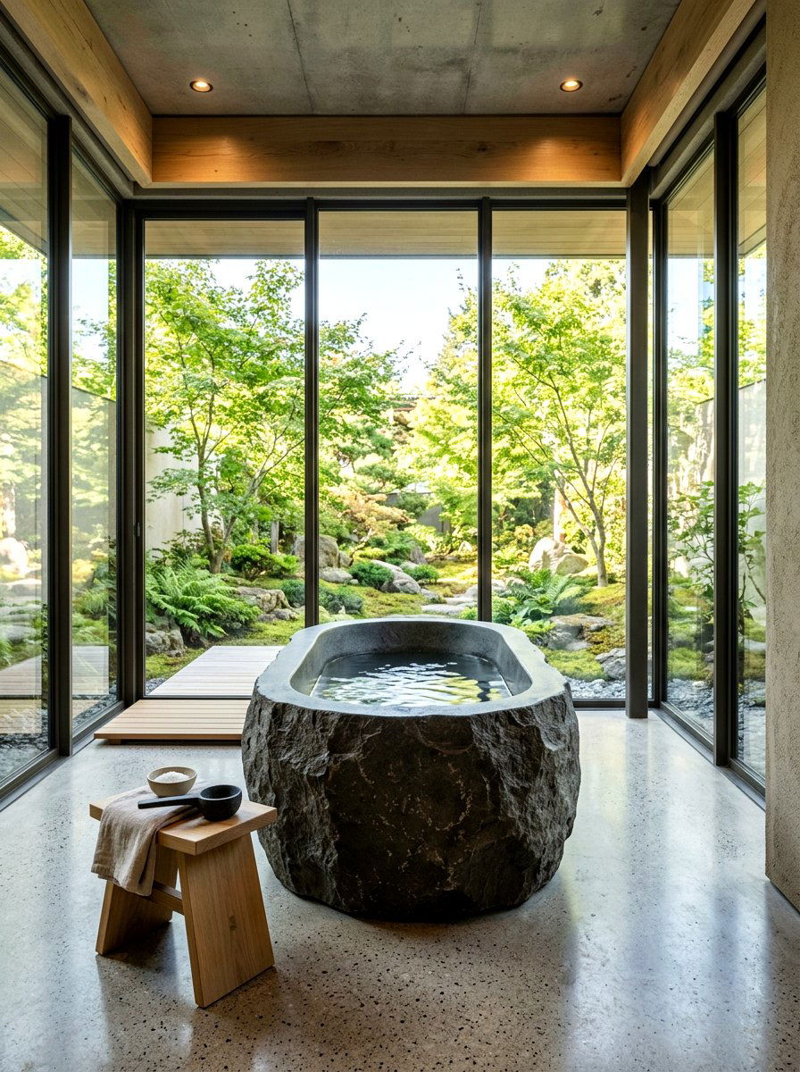 Stone bathtub bathroom - 30 stone inspired bathroom ideas