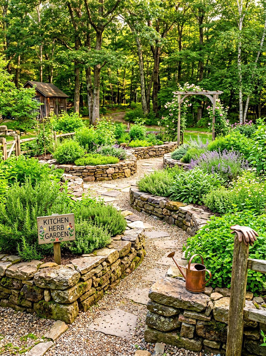 Stone border kitchen garden - 30 kitchen garden backyard ideas