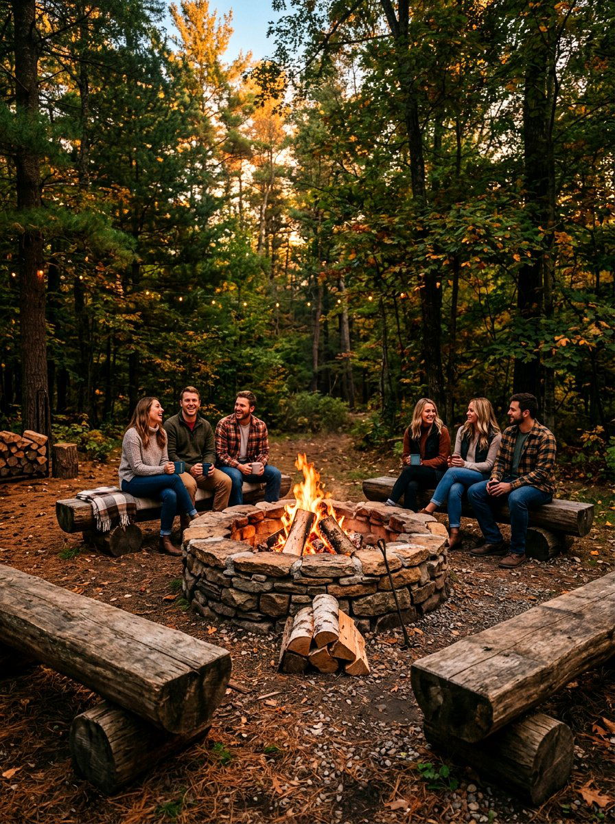 Stone fire pit - 30 rustic garden ideas