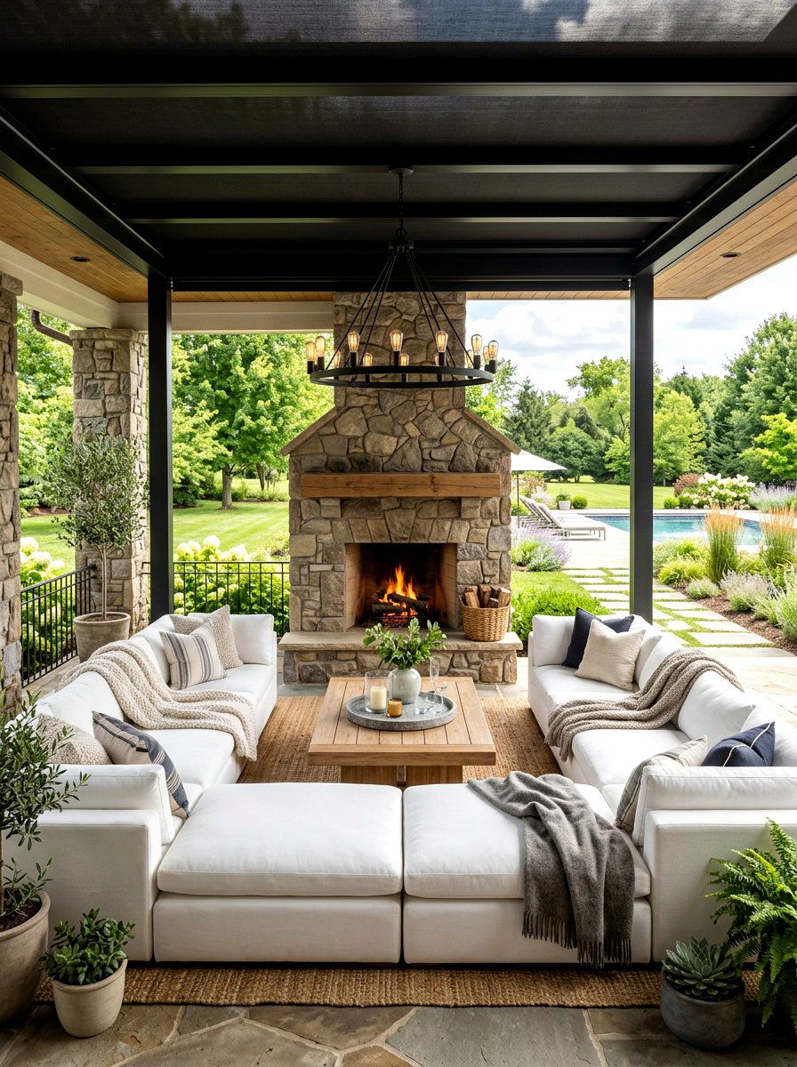 Stone fireplace pizza oven - 30 pizza night patio ideas