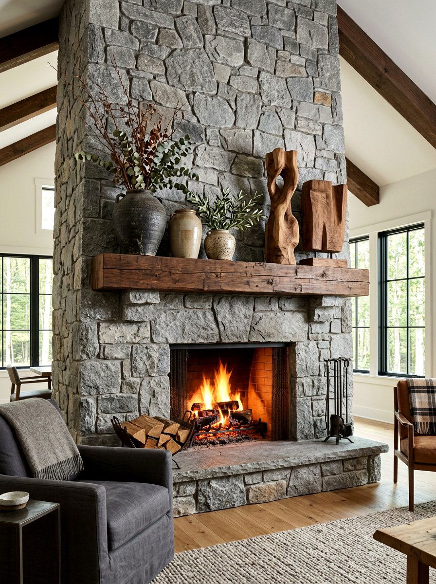 Stone fireplace styling - 30 mantel decor ideas