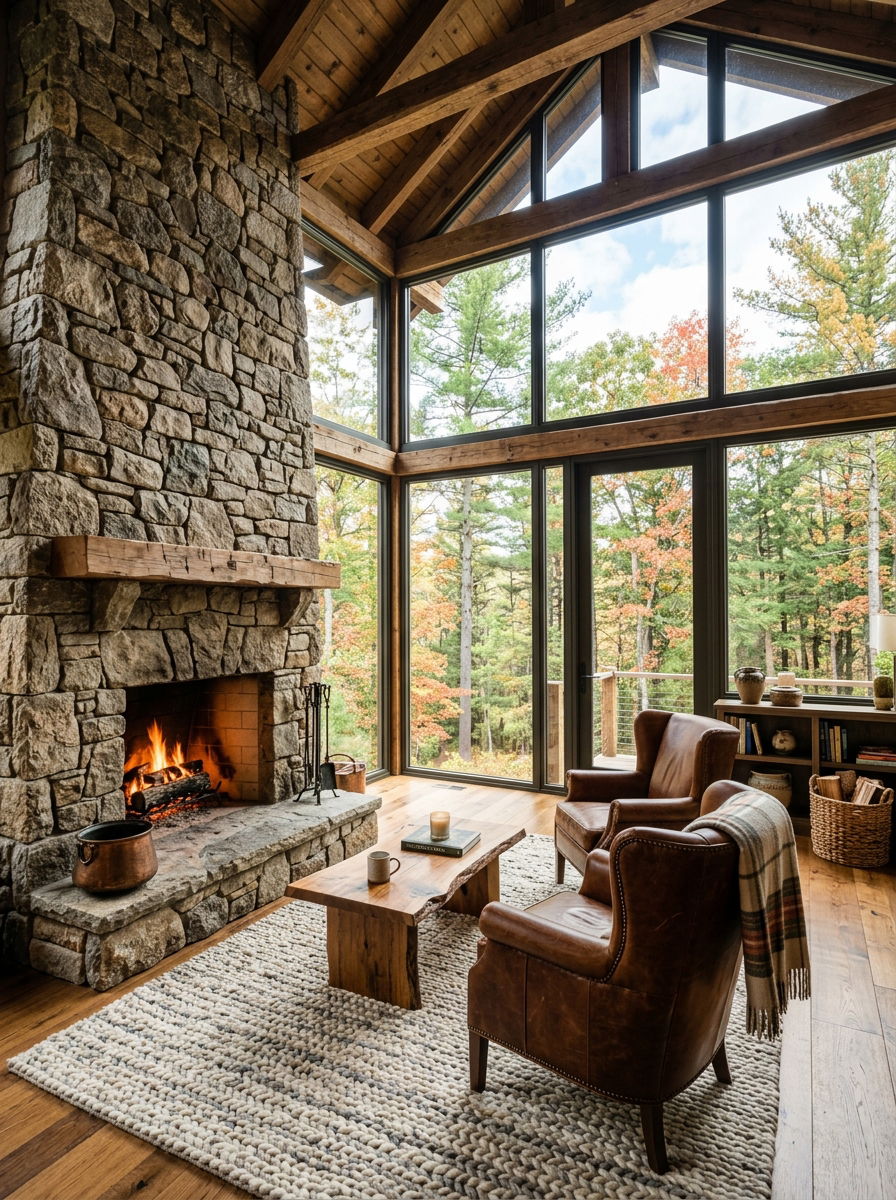 Stone fireplace sunroom - 30 rustic sunroom ideas