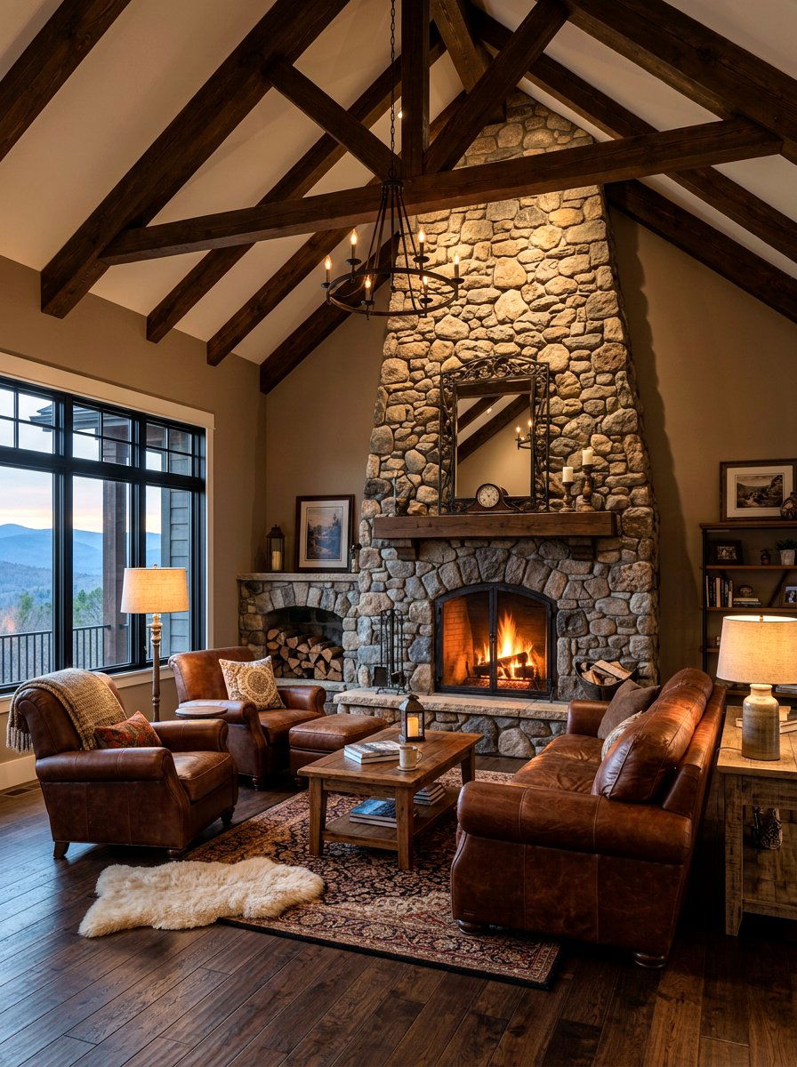 Stone fireplace vaulted ceiling - 30 vaulted ceiling ideas