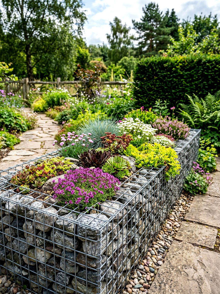 Stone gabion raised bed - 30 modern raised bed ideas