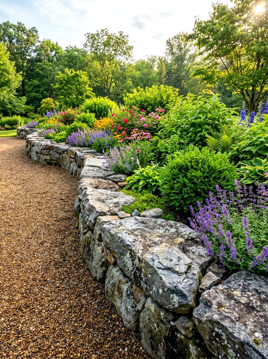 Stone garden border - 30 garden edging ideas