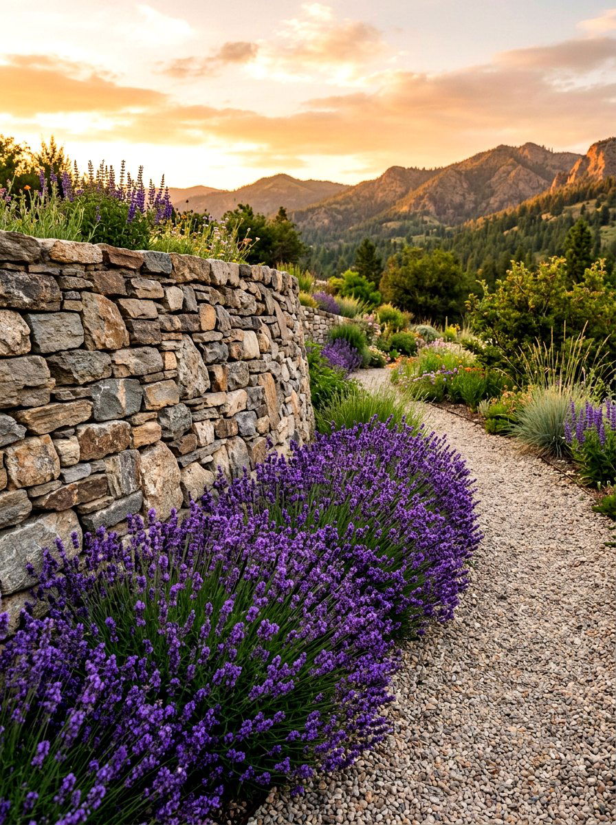 Stone garden wall - 30 walled garden backyard ideas
