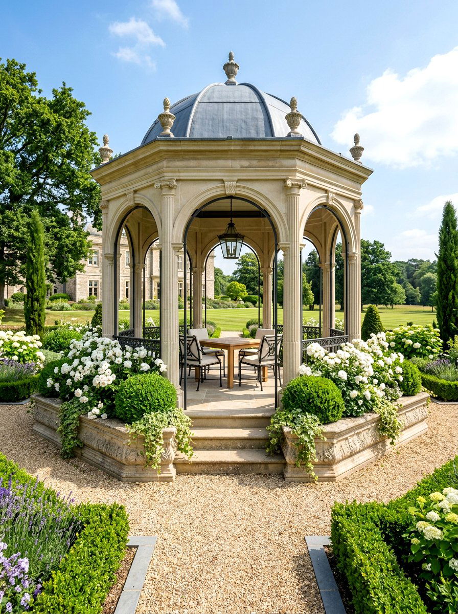 Stone gazebo planter boxes - 30 gazebo planter ideas