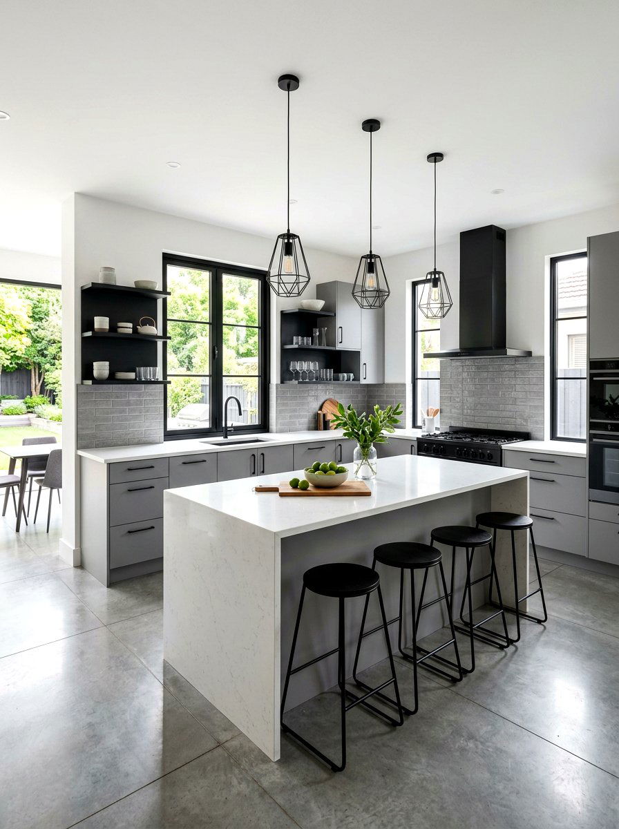Stone gray kitchen with black accents - 30 stone gray kitchen ideas