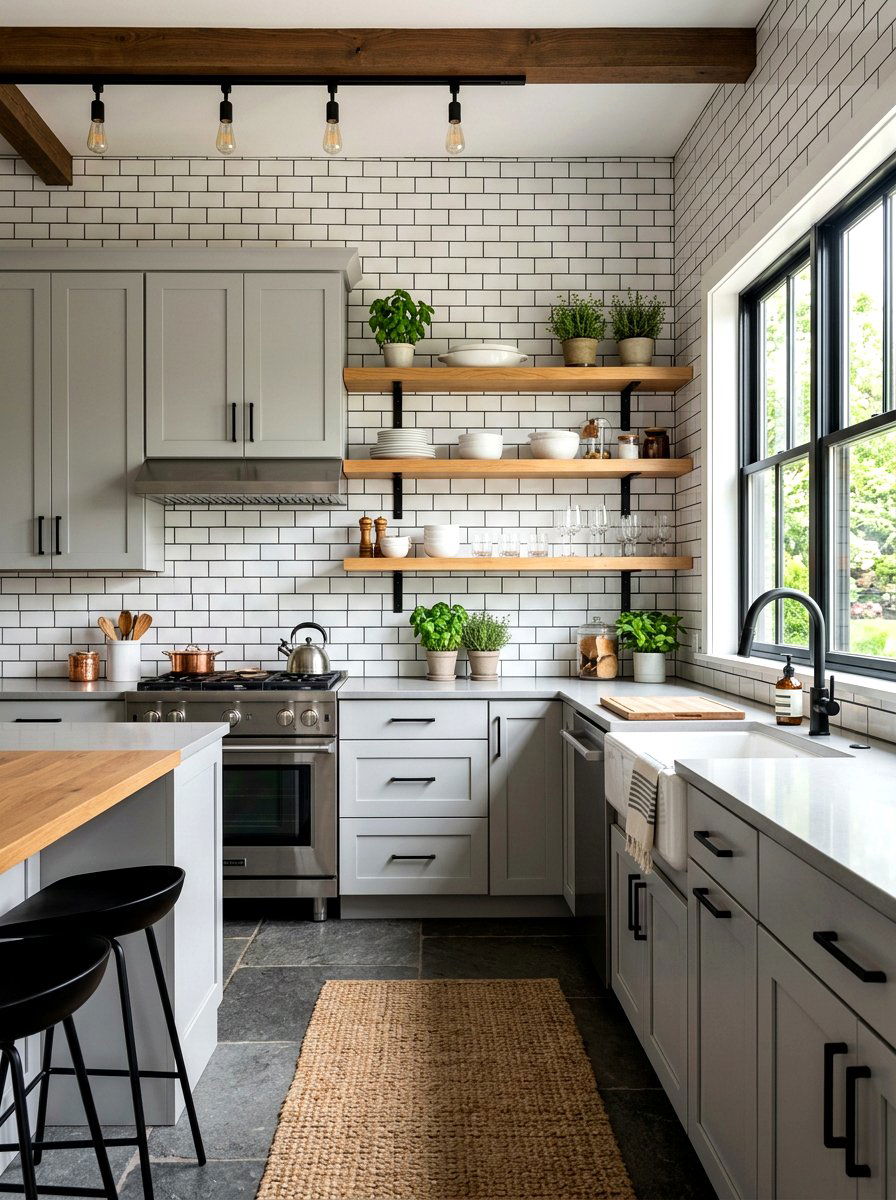 Stone gray kitchen with subway tile - 30 stone gray kitchen ideas