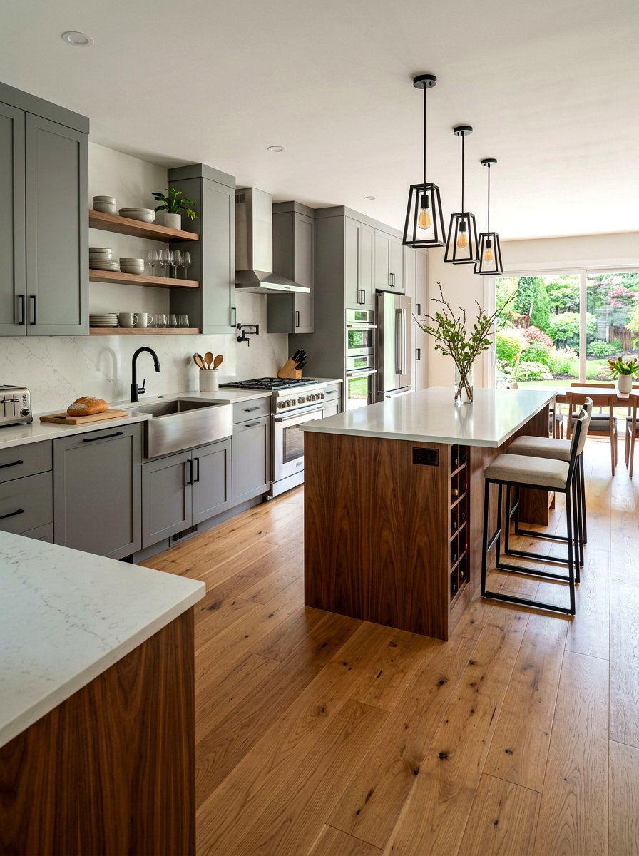 Stone gray kitchen with wood accents - 30 stone gray kitchen ideas
