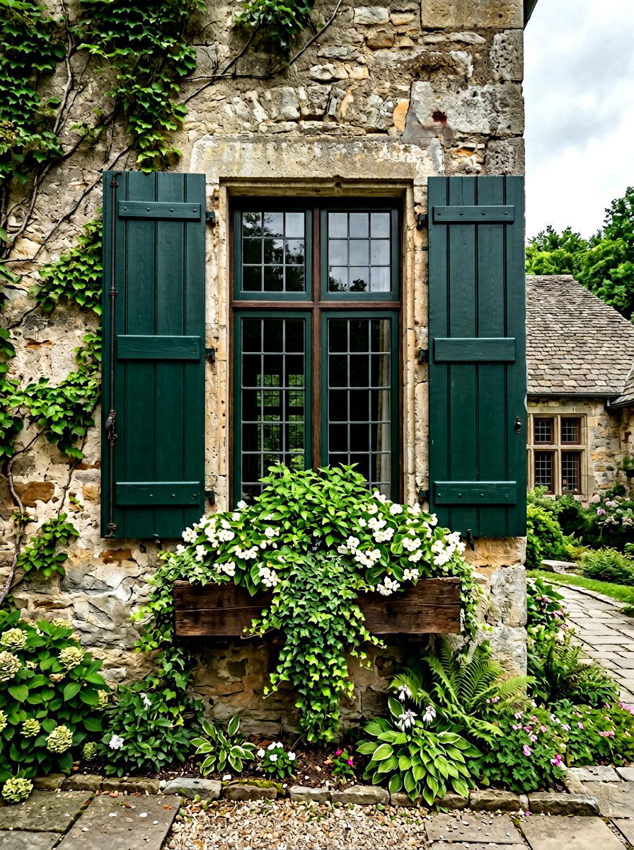 Stone house window boxes - 30 shutters and flower box ideas